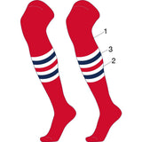 TCK customizable socks Main/Inner Stripes/Outer Stripes / Large Custom Dugout Striped Over the Knee Baseball Socks Pattern I