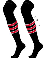 TCK customizable socks Main/Stripes/Accent / Large Custom Dugout Striped Over the Knee Baseball Socks Pattern D