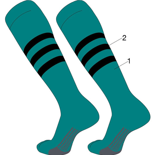 TCK customizable socks Main/Stripes / Large Custom Dugout Striped Baseball Socks Pattern B