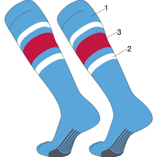 TCK customizable socks Main/Thick Stripe/Thin Stripes / Large Custom Dugout Striped Baseball Socks Pattern E