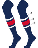 TCK customizable socks Main/Thick Stripe/Thin Stripes / Large Custom Dugout Striped Over the Knee Baseball Socks Pattern E