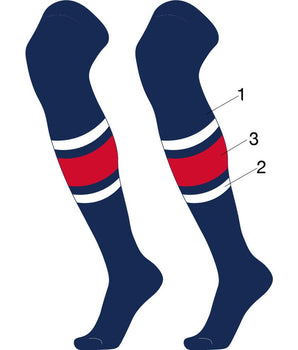 TCK customizable socks Main/Thick Stripe/Thin Stripes / Large Custom Dugout Striped Over the Knee Baseball Socks Pattern E