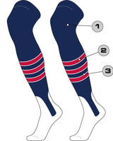 TCK customizable socks Stirrup/Stripes/Accent/Sock / Large Custom Dugout Over the Knee Baseball Stirrup Socks Pattern D
