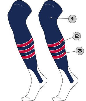 TCK customizable socks Stirrup/Stripes/Accent/Sock / Large Custom Dugout Over the Knee Baseball Stirrup Socks Pattern D