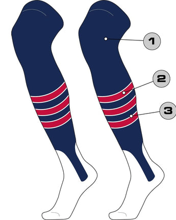 TCK customizable socks Stirrup/Stripes/Accent/Sock / Large Custom Dugout Over the Knee Baseball Stirrup Socks Pattern D