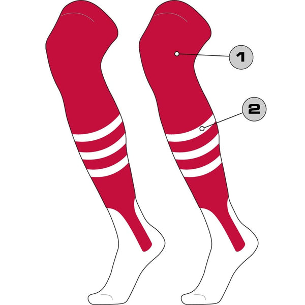 TCK customizable socks Stirrup/Stripes/Sock / Large Custom Dugout Over the Knee Baseball Stirrup Socks Pattern B