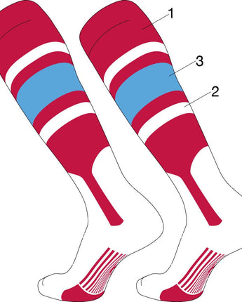 TCK customizable socks Stirrup/Thick Stripe/Thin Stripe/Sock / Large Custom Dugout Baseball Stirrup Socks Pattern E