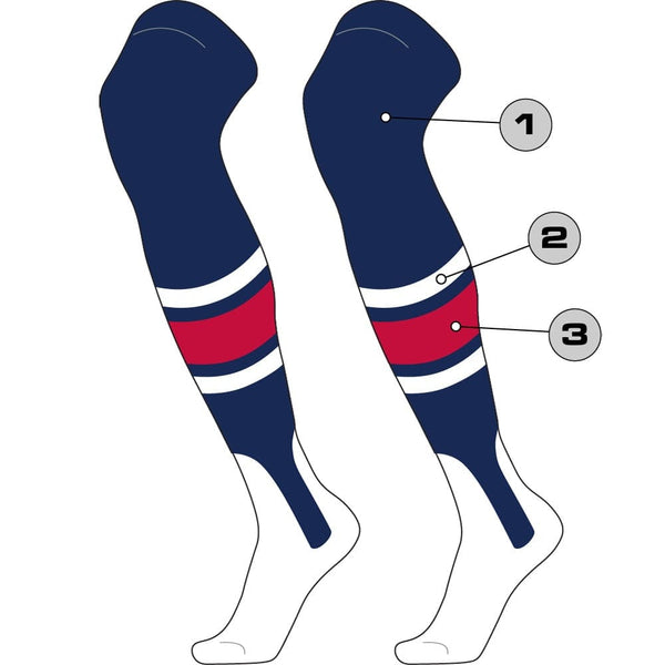 TCK customizable socks Stirrup/Thick Stripe/Thin Stripe/Sock / Large Custom Dugout Over the Knee Baseball Stirrup Socks Pattern E