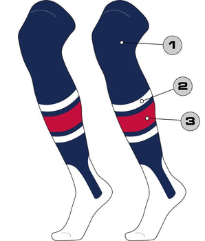TCK customizable socks Stirrup/Thick Stripe/Thin Stripe/Sock / Large Custom Dugout Over the Knee Baseball Stirrup Socks Pattern E