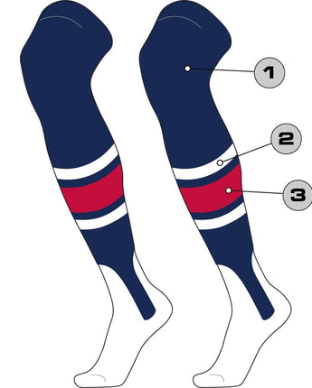 TCK customizable socks Stirrup/Thick Stripe/Thin Stripe/Sock / Large Custom Dugout Over the Knee Baseball Stirrup Socks Pattern E