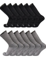TCK socks 12 Pairs-Black/Grey / Medium Work & Athletic Crew Socks for Men & Women – Cushioned, Seamless Toe, Moisture Wicking Boot Sock, Supportive Arch