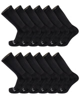 TCK socks 12 Pairs-Black / Medium Work & Athletic Crew Socks for Men & Women – Cushioned, Seamless Toe, Moisture Wicking Boot Sock, Supportive Arch