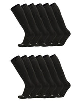 TCK socks 12 Pairs Black / Medium Work & Athletic Over The Calf Socks 6-pack