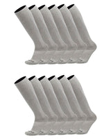 TCK socks 12 Pairs Grey / Medium Work & Athletic Over The Calf Socks 6-pack