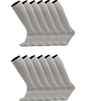 TCK socks 12 Pairs Grey / Medium Work & Athletic Over The Calf Socks 6-pack