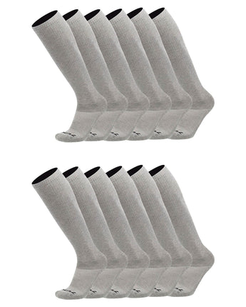 TCK socks 12 Pairs Grey / Medium Work & Athletic Over The Calf Socks 6-pack