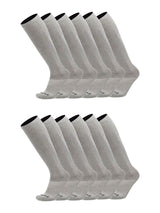 TCK socks 12 Pairs Grey / Medium Work & Athletic Over The Calf Socks 6-pack