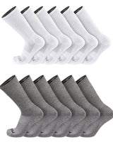 TCK socks 12 Pairs-White/Grey / Medium Work & Athletic Crew Socks for Men & Women – Cushioned, Seamless Toe, Moisture Wicking Boot Sock, Supportive Arch
