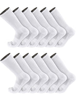 TCK socks 12 Pairs-White / Medium Work & Athletic Crew Socks for Men & Women – Cushioned, Seamless Toe, Moisture Wicking Boot Sock, Supportive Arch