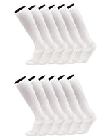 TCK socks 12 Pairs White / Medium Work & Athletic Over The Calf Socks 6-pack