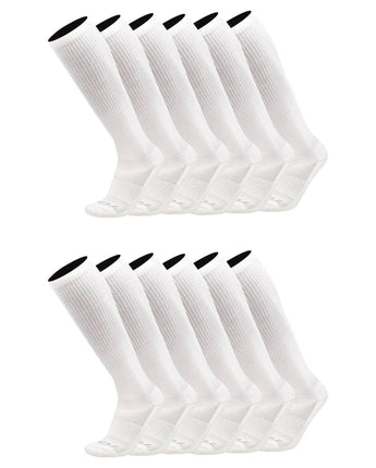 TCK socks 12 Pairs White / Medium Work & Athletic Over The Calf Socks 6-pack