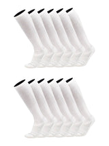 TCK socks 12 Pairs White / Medium Work & Athletic Over The Calf Socks 6-pack