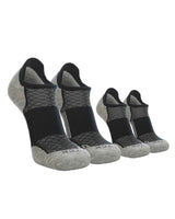 TCK socks 2 Pairs Black/Heather Grey / Large TCK Tour Low Cut Merino Wool Golf Socks (Single & Packs)