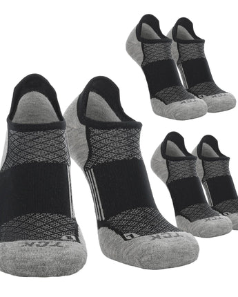 TCK socks 3 Pairs Black/Grey / Large Tour No Show Golf & Running Socks