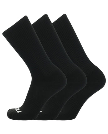 TCK socks 3 Pairs-Black / Medium Work & Athletic Crew Socks for Men & Women – Cushioned, Seamless Toe, Moisture Wicking Boot Sock, Supportive Arch