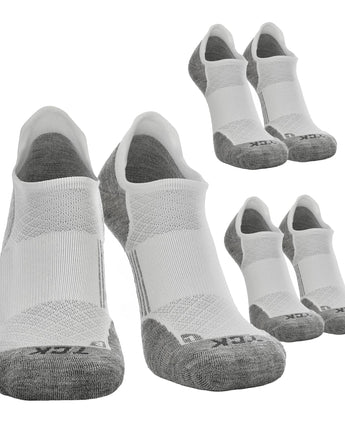 TCK socks 3 Pairs White/Grey / Large Tour No Show Golf & Running Socks