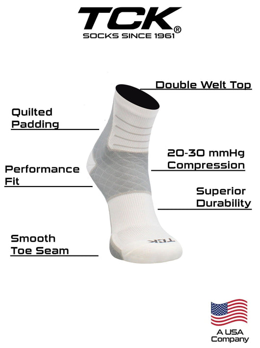 TCK socks Achilles Tendonitis Compression Socks For Women and Men, Low Crew 20-30mmHg Compression