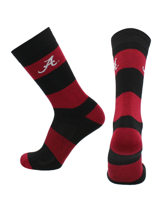 TCK socks Alabama Crimson/Black / Large Alabama Crimson Tide Socks Game Day Striped Crew Socks