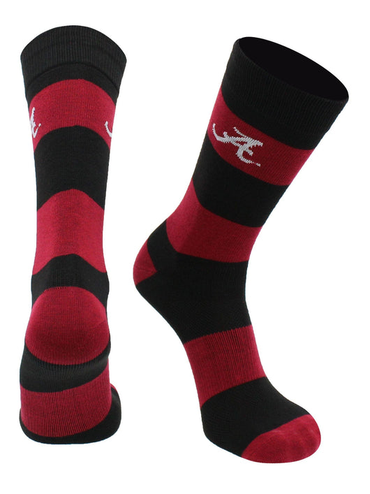 TCK socks Alabama Crimson/Black / Large Alabama Crimson Tide Socks Game Day Striped Crew Socks