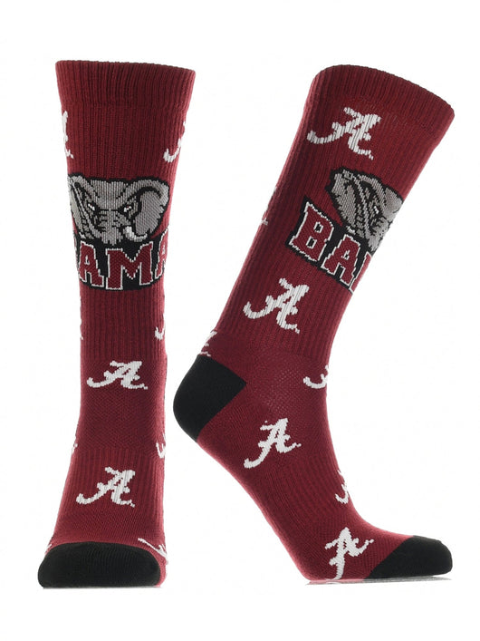 TCK socks Alabama Crimson/Black/White / Large Alabama Crimson Tide Socks Crew Length Sock Mayhem