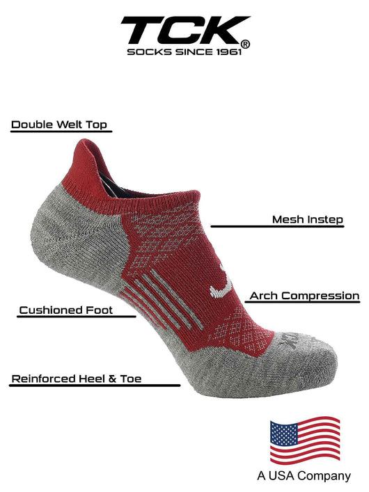 TCK socks Alabama Crimson Tide No Show Socks with Tab - Performance Socks That Say Hidden