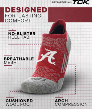 TCK socks Alabama Crimson Tide Tour No Show Tab Socks - Made in USA