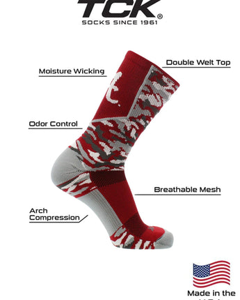 TCK socks Alabama Crimson Tide Woodland Camo Crew Socks