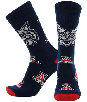 TCK socks Arizona Navy/Scarlet / Large Arizona Wildcats Mayhem Crew Socks (Made in USA)