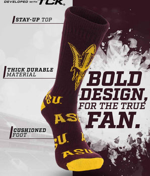 TCK socks Arizona State Sun Devils Mayhem Crew Socks (Made in USA