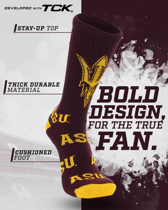 TCK socks Arizona State Sun Devils Mayhem Crew Socks (Made in USA