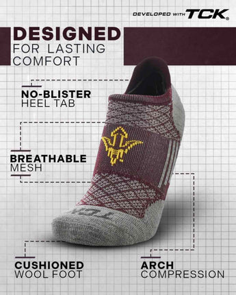 TCK socks Arizona State Sun Devils Tour No Show Tab Socks - Made in USA