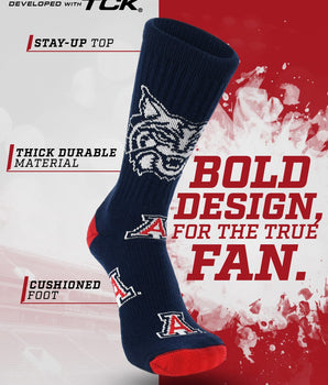 Arizona Wildcats Mayhem Crew Socks (Made in USA)