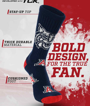 TCK socks Arizona Wildcats Mayhem Crew Socks (Made in USA)