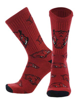 TCK socks Arkansas Cardinal/Black/White / Large Arkansas Razorbacks Mayhem Crew Socks (Made in USA)
