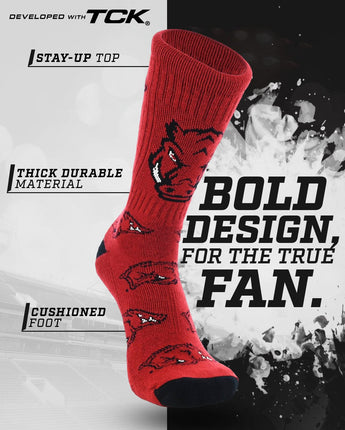 Arkansas Razorbacks Mayhem Crew Socks (Made in USA)