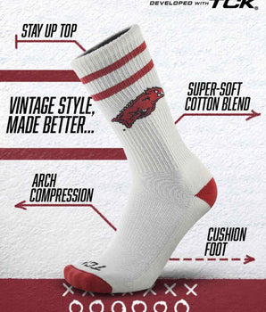 TCK socks Arkansas Razorbacks | Vintage | NCAA Mens and Womens Soft Cotton Sock