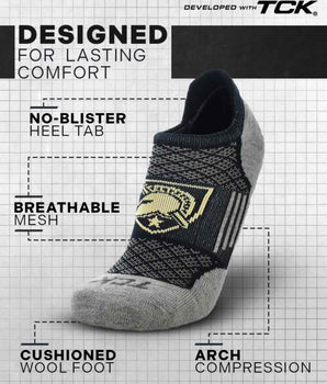 Army West Point Black Knights No Show Tour Socks - Made in USA