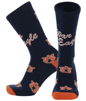 TCK socks Auburn Navy/Orange / Large Auburn Tigers Mayhem Crew Socks (Made in USA)