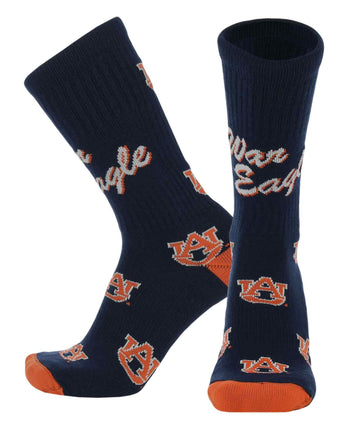 TCK socks Auburn Navy/Orange / Large Auburn Tigers Mayhem Crew Socks (Made in USA)