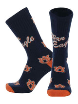TCK socks Auburn Navy/Orange / Large Auburn Tigers Mayhem Crew Socks (Made in USA)